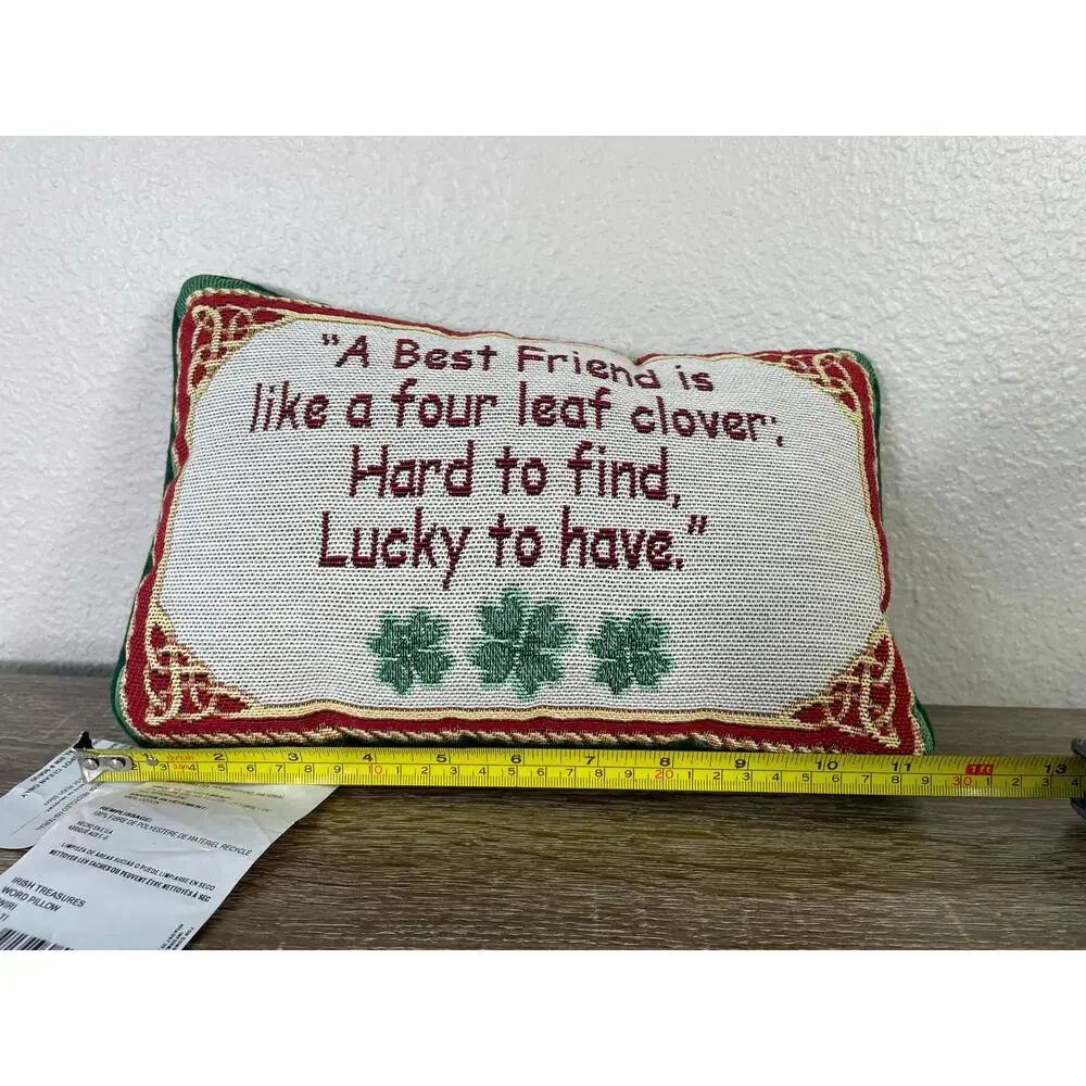 Irish Shamrock Quote Friend Throw‎ Pillow Red Green Vintage Lucky to Have USA S
